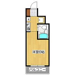 パルティール御陵 1階ワンルームの間取り