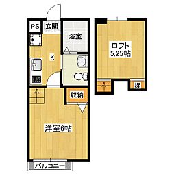ロフティ北花山I 2階1Kの間取り