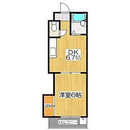 パパス永楽 4階1DKの間取り