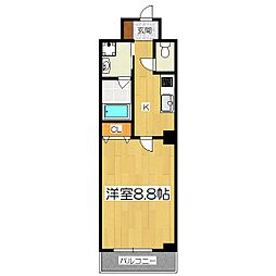 ハイブリッジ音羽 1Kの間取図画像