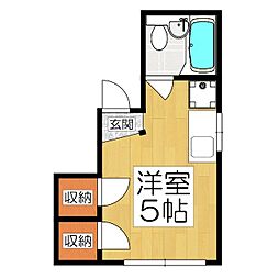 稲栄マンション 2階ワンルームの間取り