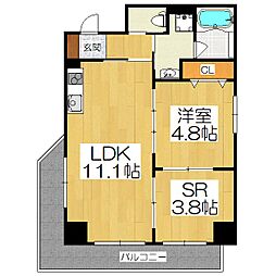 INSIGHT REPOS Yamashina Nagits 5階1SLDKの間取り