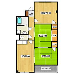 オークハイツ 3LDKの間取図画像