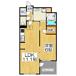 ペルーラ山科 1LDKの間取図画像