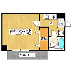 四ノ宮コート 1Kの間取図画像