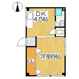 冨士ハイツ 1DKの間取図画像