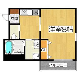 ワイズソラーナ 1Kの間取図画像
