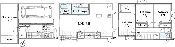 2号区画　参考プラン建物価格：62、546、000円（税込）建物面積：132.57?（地下面積44.17?含む）