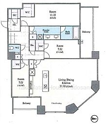 芝浦アイランドケープタワー 3LDKの間取図画像