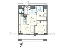 カテリーナ三田タワーイースト 2LDKの間取り