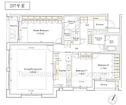ザ・ウエストミンスター南平台 3LDKの間取図画像
