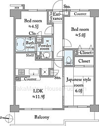 コスモ千歳烏山グランコート 3LDKの間取図画像