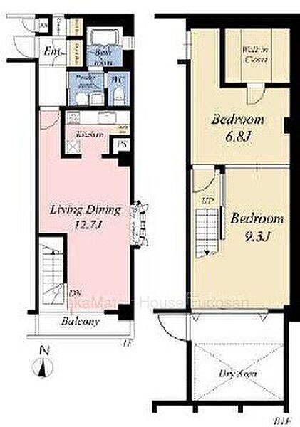12.7帖のLDKに加え、6帖以上の居室が2部屋ございます。