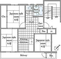 白幡台住宅13号棟 3DKの間取図画像