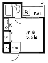 朝日プラザ四条大宮 ワンルームの間取図画像