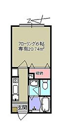エトランゼ 1Kの間取図画像