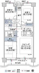 チサンマンション鶴見坦 3LDKの間取図画像