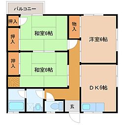 さつき荘 2階3DKの間取り