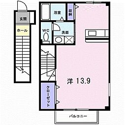 パレス藤II 2階ワンルームの間取り