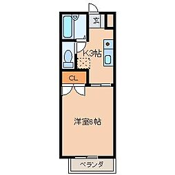 グランディール大保 1階1Kの間取り