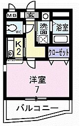 ハイパレスII 3階1Kの間取り