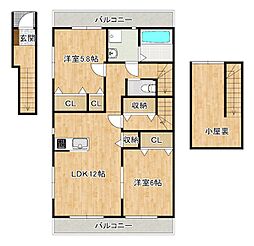 サザンフィールズ 2階2LDKの間取り