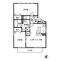 リビングタウン弥生が丘F棟 3階2LDKの間取り