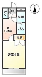 アンビションII 2階1Kの間取り
