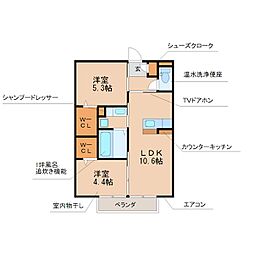 ソレイユ宿 2LDKの間取図画像