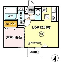 フォレストヴィラ小郡 1LDKの間取図画像