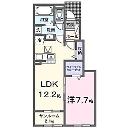 カーサ フェリーチェ 1LDKの間取図画像