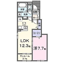 カーサ フェリーチェ 1LDKの間取図画像