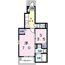 ベルリアンセカンドB 1SKの間取図画像