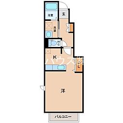 サンフラワーB 1Kの間取図画像