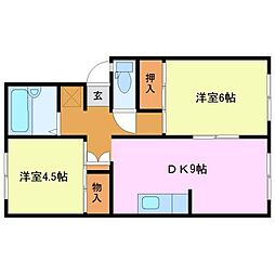 サンハイツ21 2DKの間取図画像