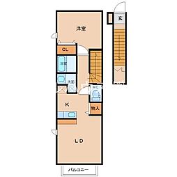 サンフラワーB 1LDKの間取図画像
