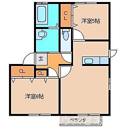 ライズヴィレッジ甘木A 2LDKの間取図画像