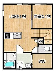 AIZU鳥栖 2階1LDKの間取り