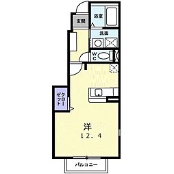 ラフィーネITO五番館 1階ワンルームの間取り