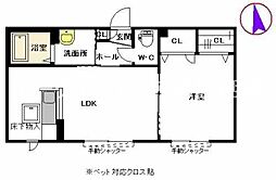 ディアス今泉 1階1LDKの間取り