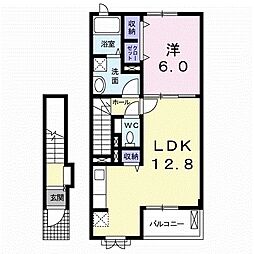 Bene 2階1LDKの間取り