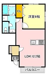 K-ideal TOSUII B棟(ケーディアルトスII) 1LDKの間取図画像