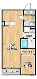 (仮)BRAVEBASE宿町 1LDKの間取図画像