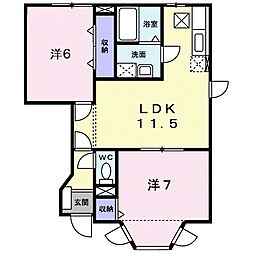 ニュークレストール舞 2LDKの間取図画像