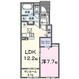 マカニレアA 1LDKの間取図画像