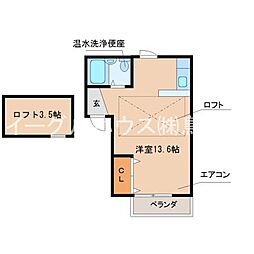 サンハート1 ワンルームの間取図画像