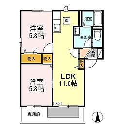 ルミエール 2LDKの間取図画像