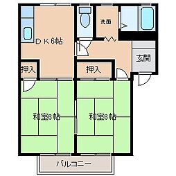 アミューズメントシティウィングD 2DKの間取図画像