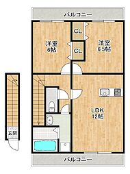 仮山浦AP 2LDKの間取図画像