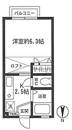 コーポＡＹＡ 2階1DKの間取り